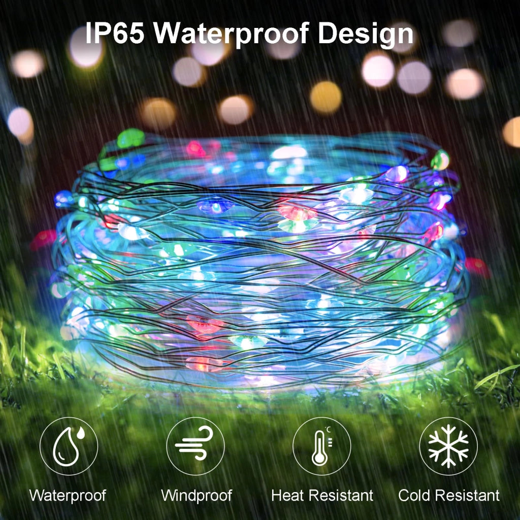 Catena luminosa solare, set da 4, 40 metri, 400 LED, 8 modalità, impermeabile