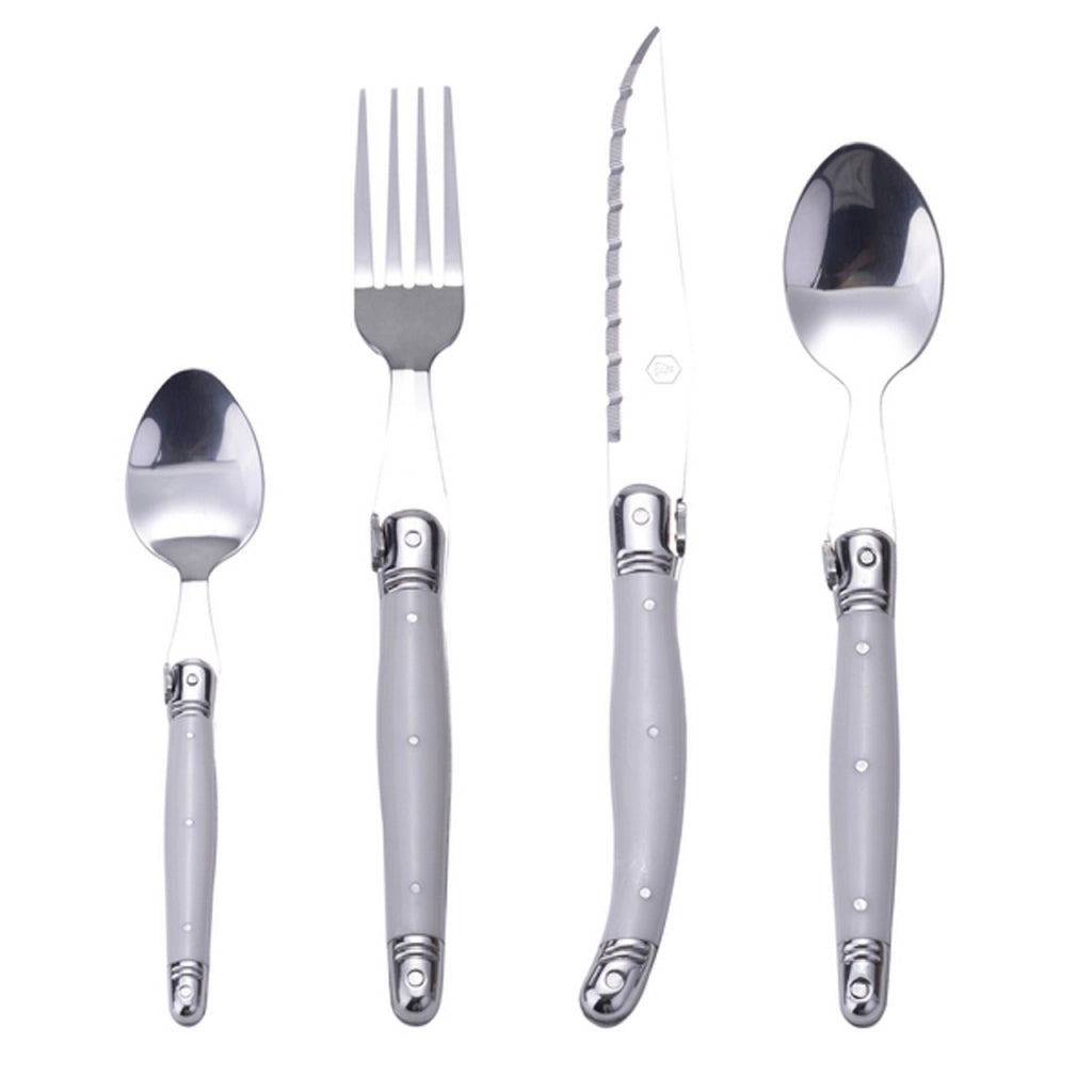 Set 24 Pezzi Posate da Tavola con Manico in Plastica – Servizio Posate per 6 Persone, Coltelli, Forchette, Cucchiai e Cucchiaini – 40268407
