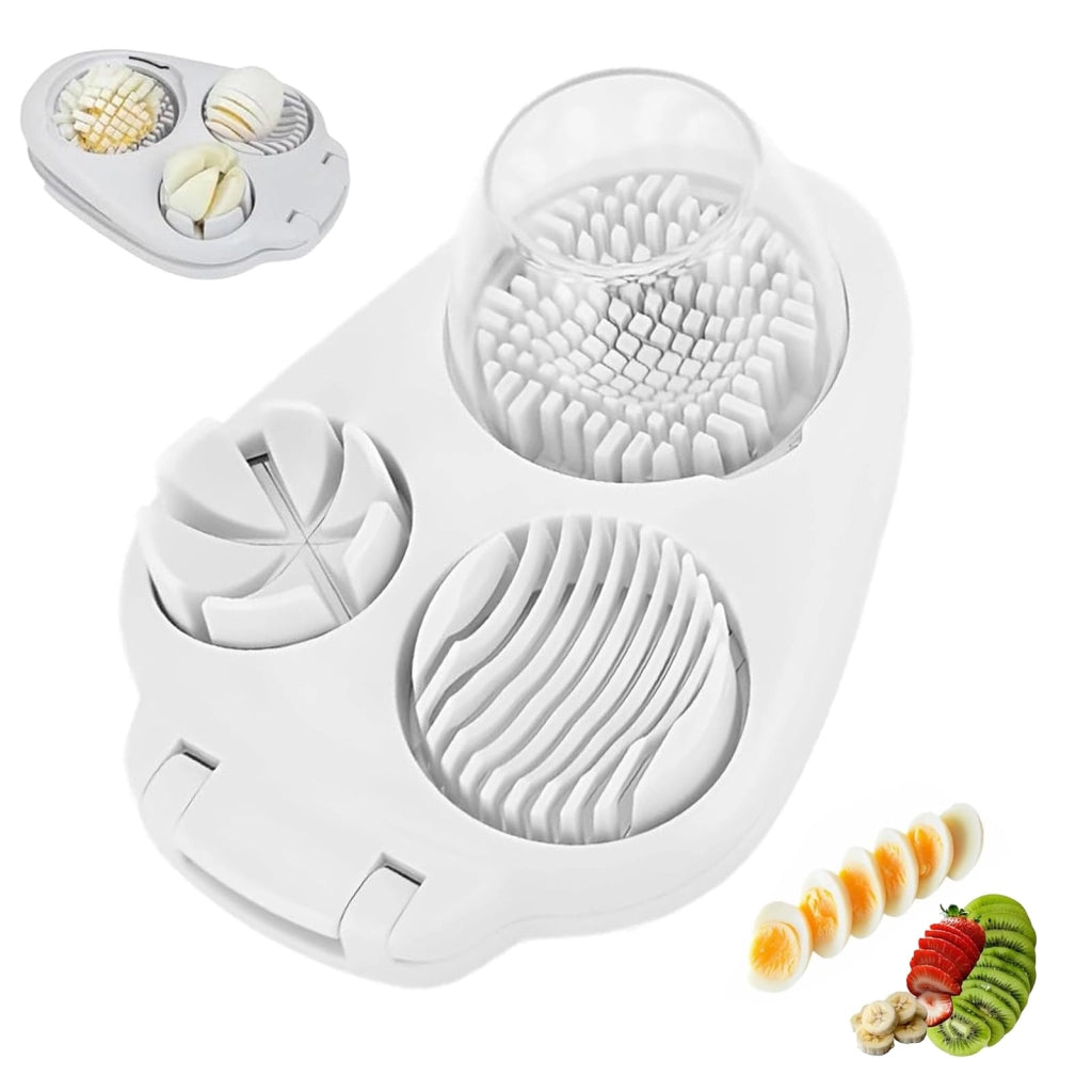 Tagliauova 3-in-1 per uova sode, con filo in acciaio inossidabile