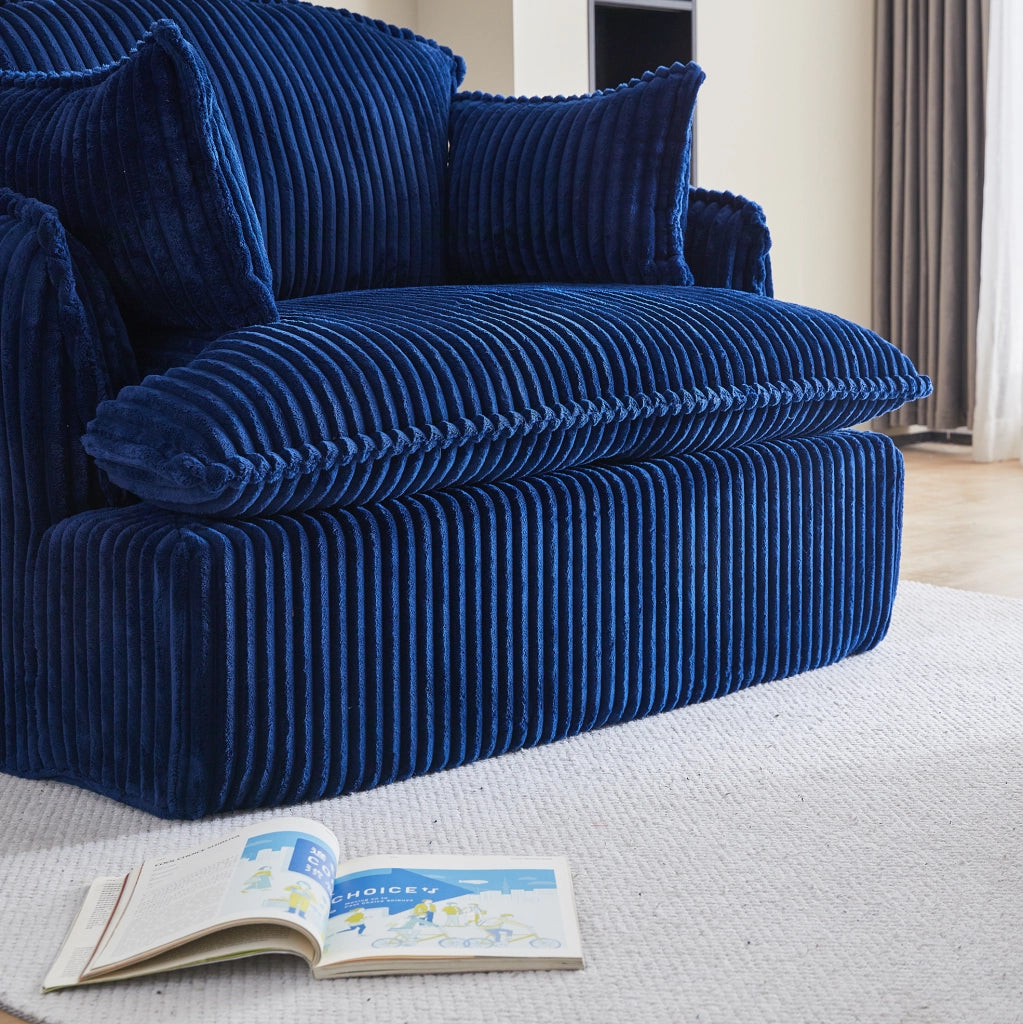 POLTRONA compressa con pouf, 115x89x77 cm, rivestimento blu