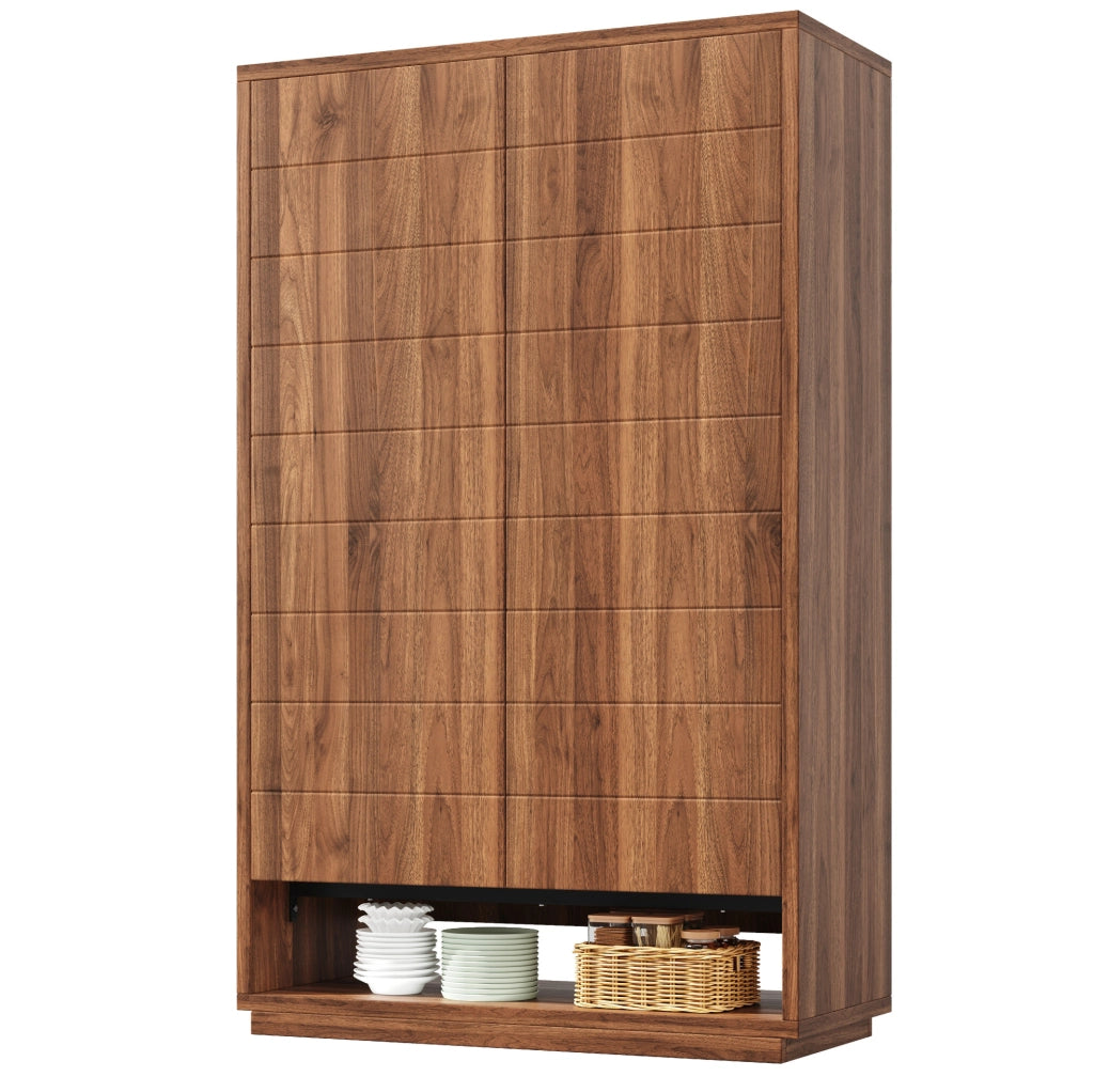 Armadio alto 100x40x162;5 cm in MDF e metallo marrone; 8 livelli salvaspazio