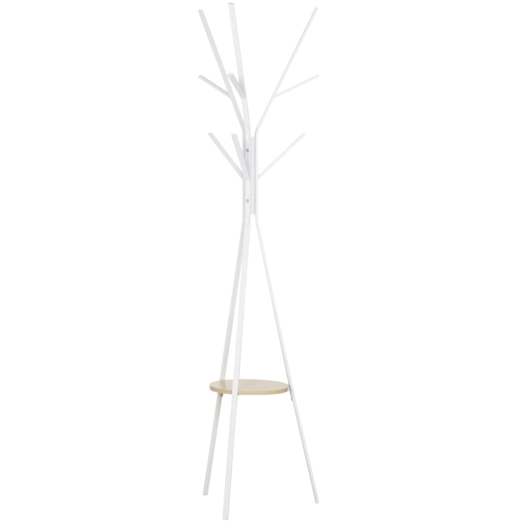 Appendiabiti da terra bianco in ferro con 8 ganci, 45 x 45 x 180 cm
