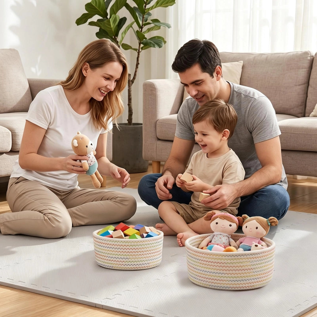 Set di 2 cesti intrecciati, multicolore