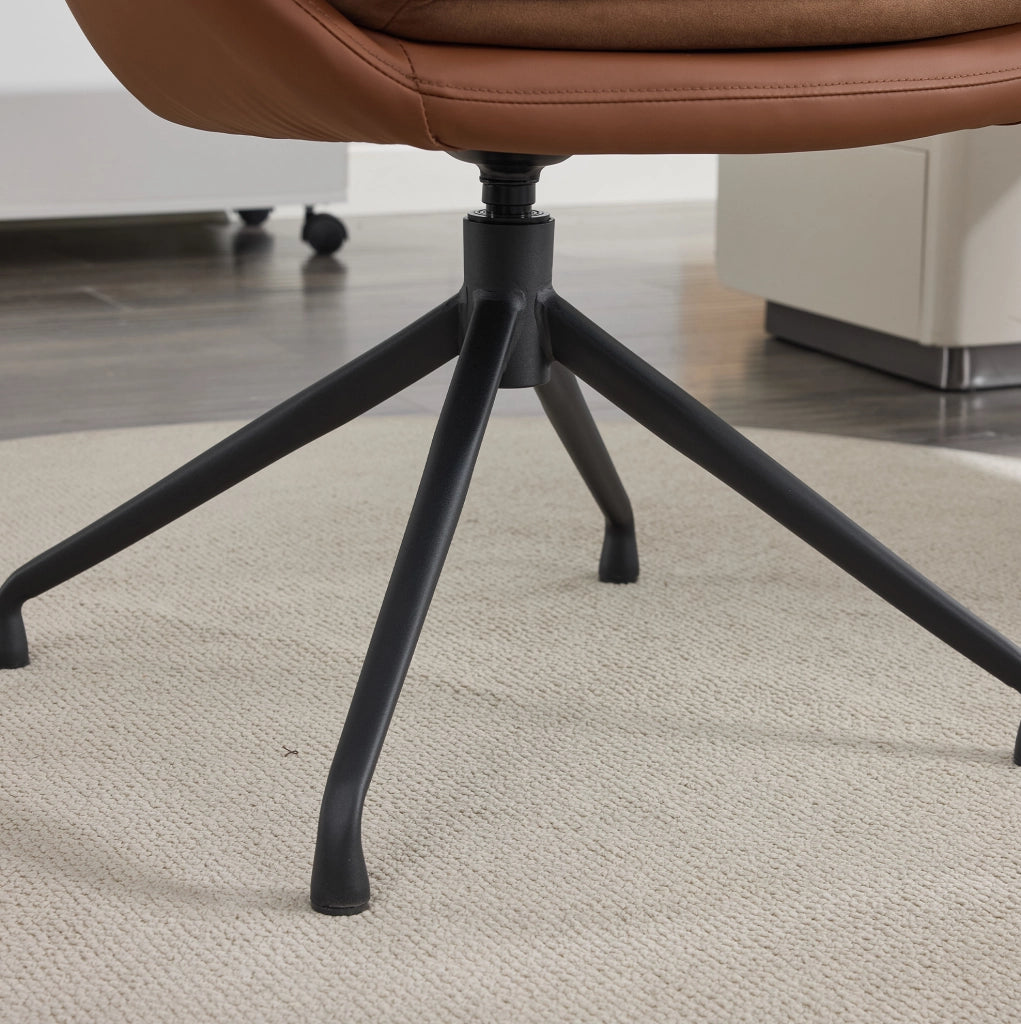 Sedia da ufficio girevole 69 x 65 x 46 cm in similpelle marrone con braccioli