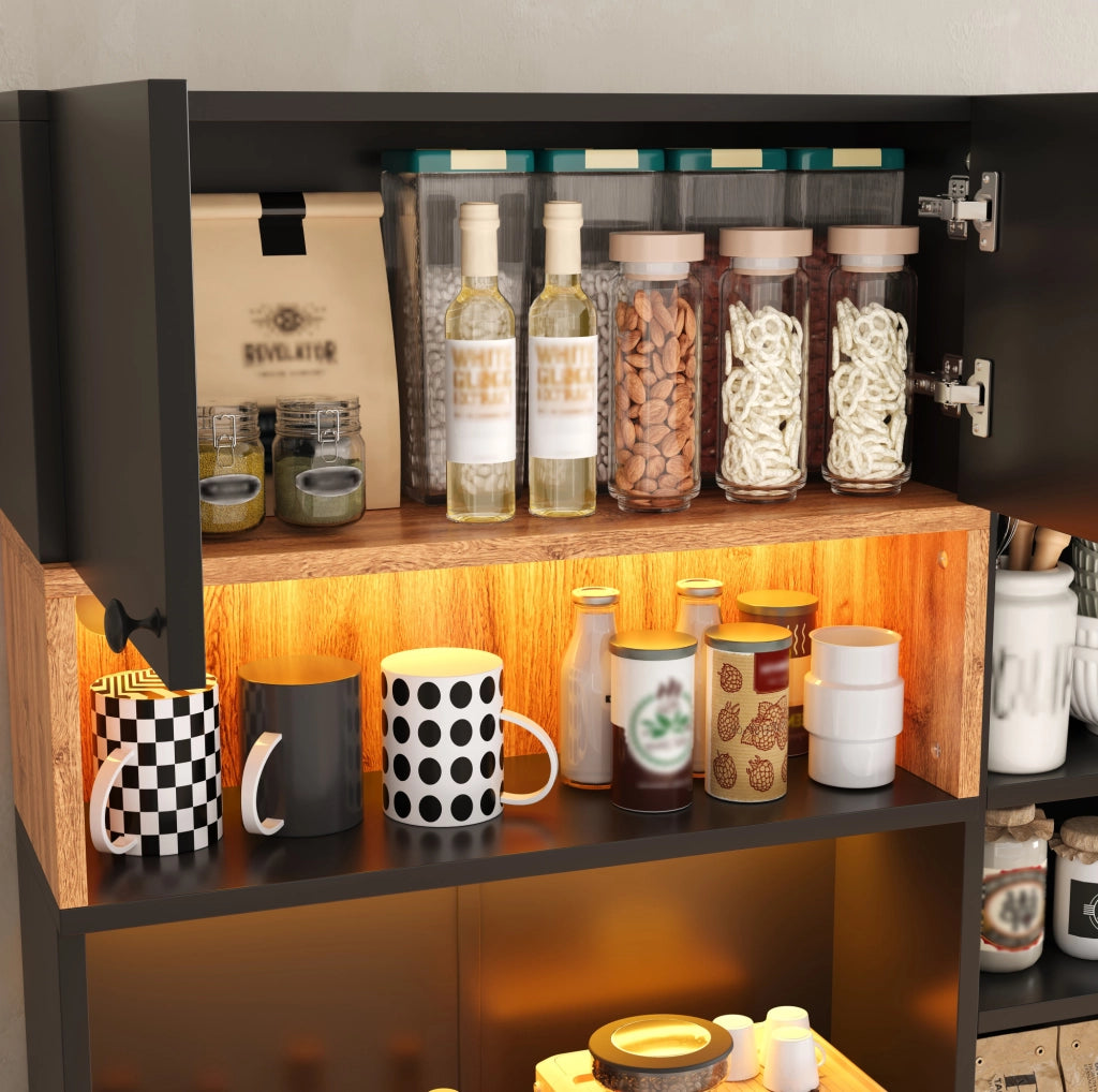 Mobile alto da cucina in MDF con LED RGB e prese, 100 × 40 × 180 cm