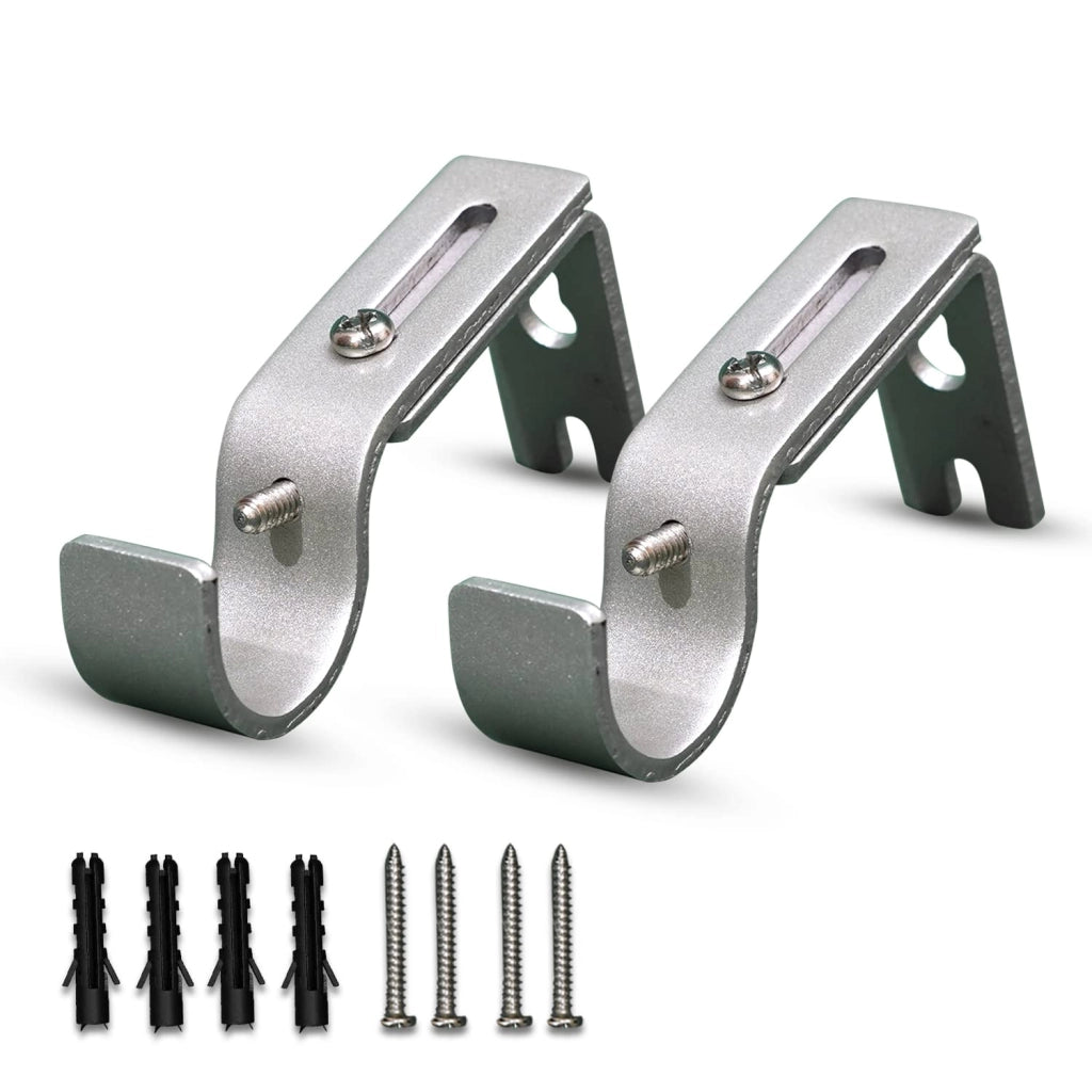 Set di supporti per tende, 2 pezzi, regolabili da 9 a 12 cm, colore argento