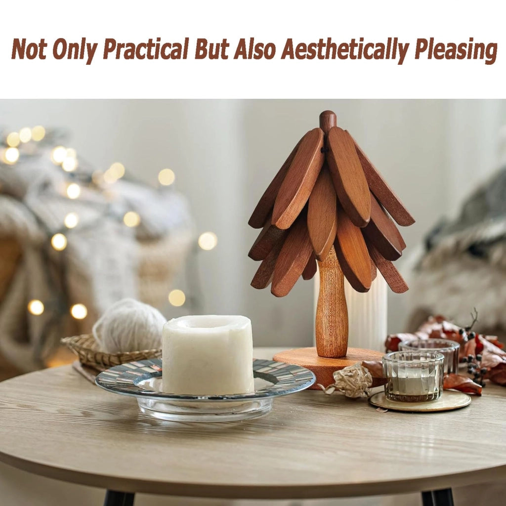 Set di 3 sottobicchieri in legno, 8 cm, per bicchieri e tazze