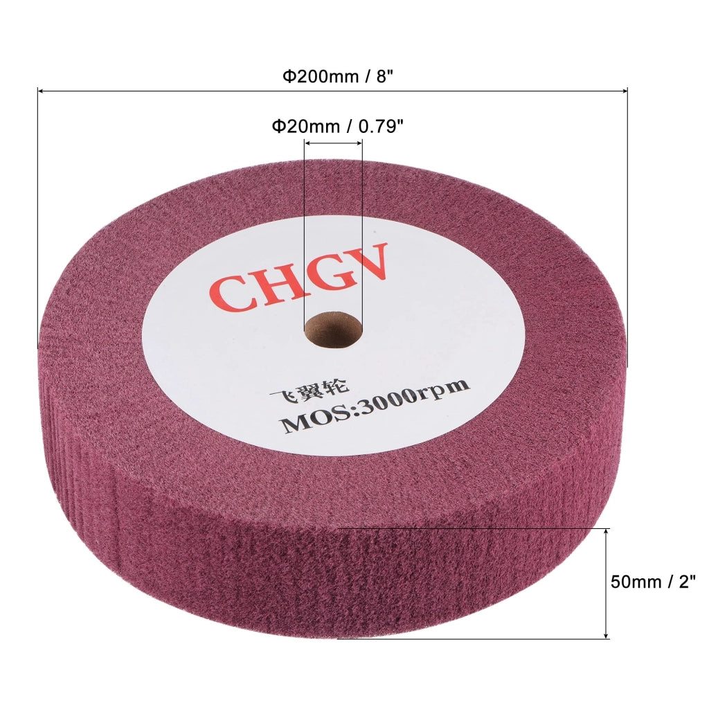 Disco abrasivo in nylon e feltro, grana 320, diametro 50 mm, colore rosso