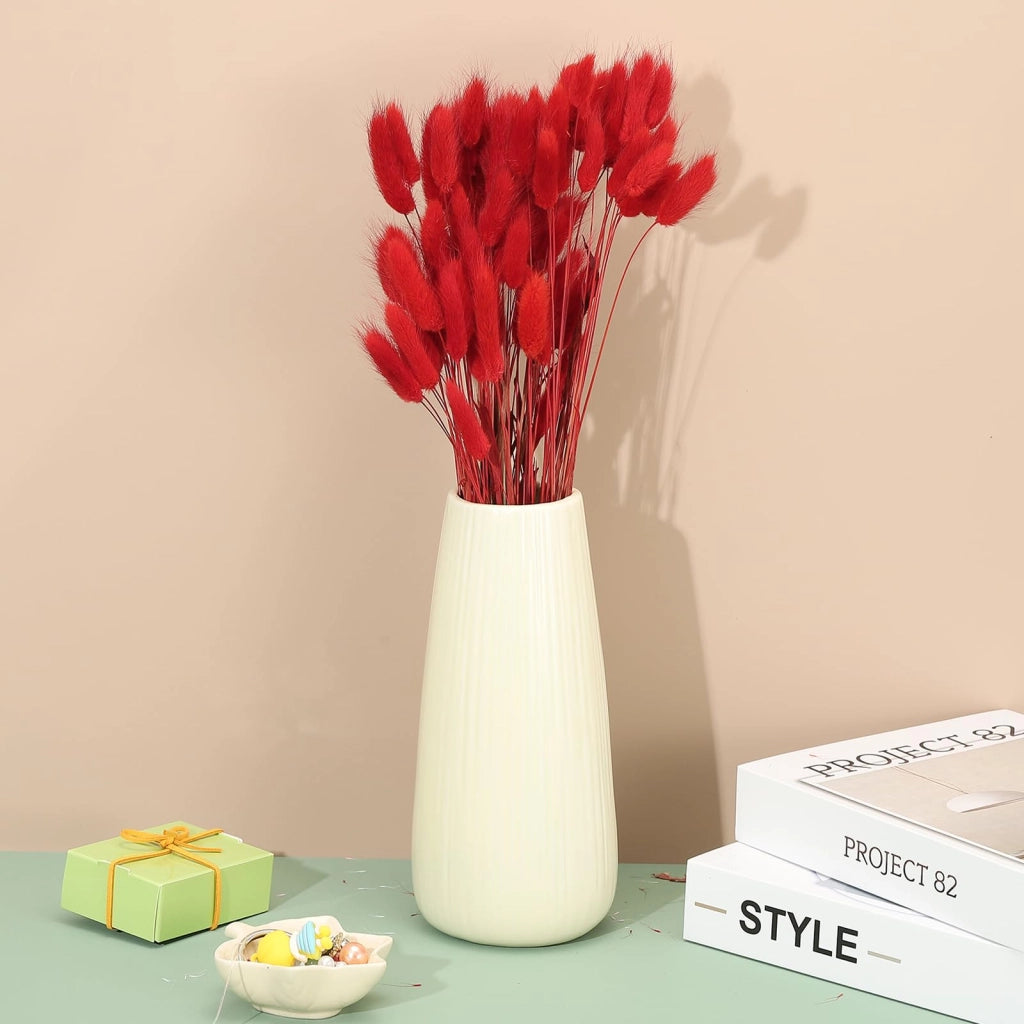 80 code di coniglio essiccate, lunghezza 40 cm, colore rosso, ideali per composizioni floreali e vasi