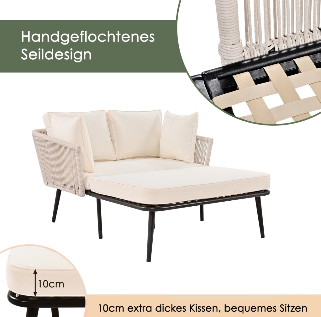 LETTINO PRENDISOLE da esterno in acciaio e poliestere beige