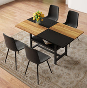 TAVOLO da pranzo 160 cm con 4 sedie, MDF e metallo, marrone e nero, set da 5 pezzi