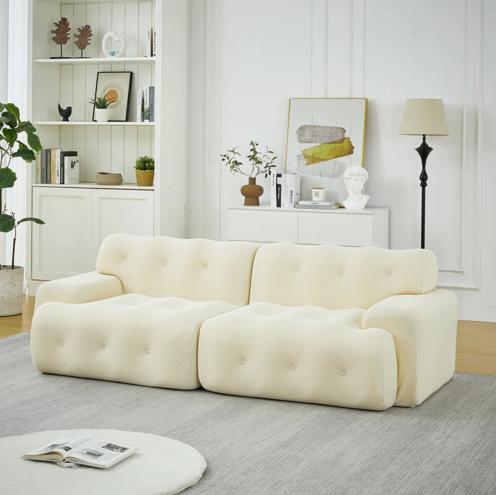 Divano 2 posti modulare beige in tessuto, 224 cm