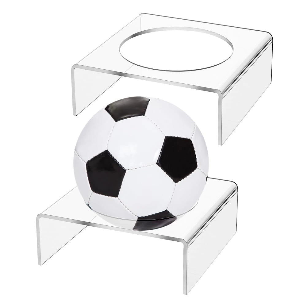 Porta palline sportive in acrilico, confezione da 2, dimensioni 11x11x4,05 cm, trasparente