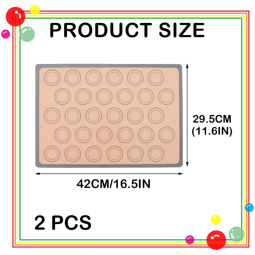 Set da 2 tappetini in silicone per macarons, senza BPA, grigio/beige