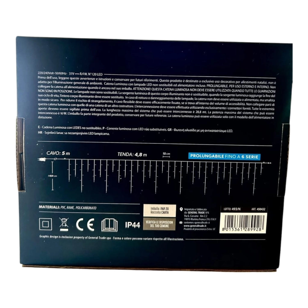 TENDA LUCI 120LED 4,8x0,6mt