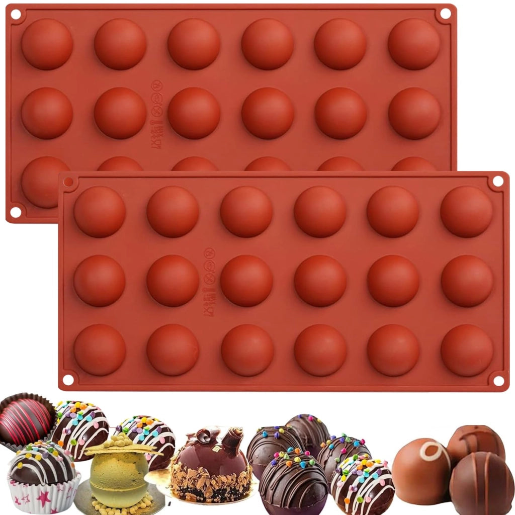 Set da 2 stampi in silicone a forma di semisfera, con 18 cavità, diametro 4,8 cm