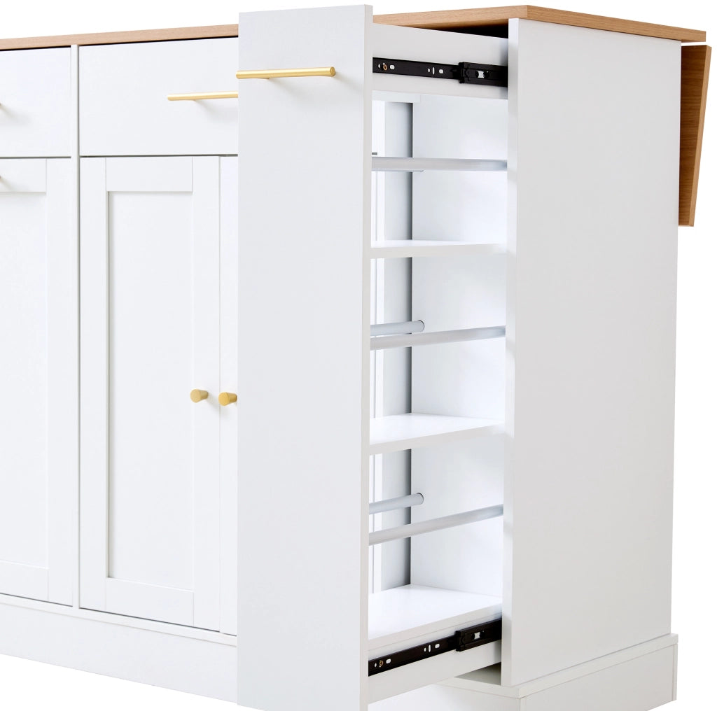 Isola cucina bianca con piano ribaltabile da 120 cm e contenitore