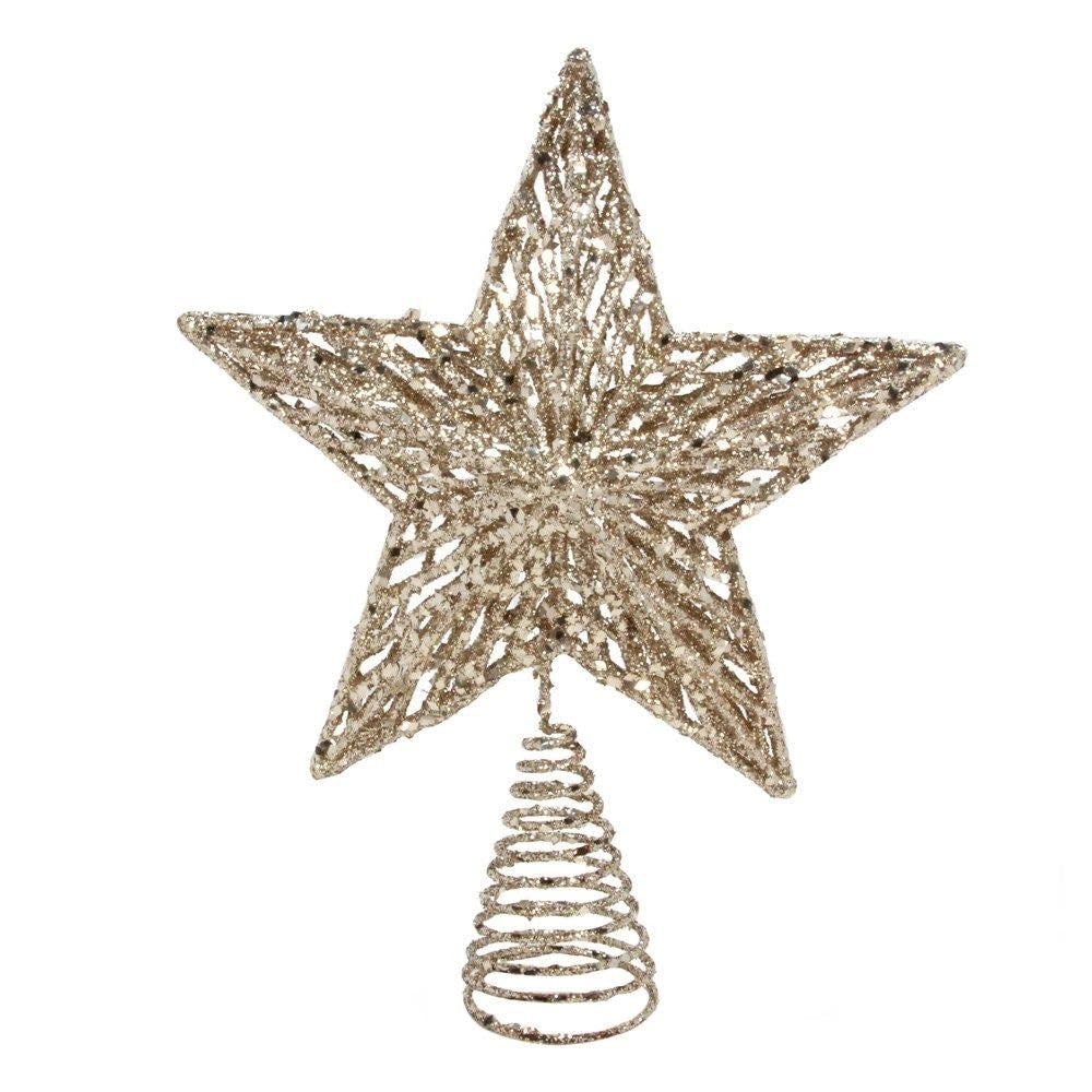 Cima per albero di Natale, stella glitterata, colore argento