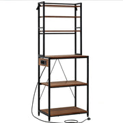 Scaffale da cucina 60x40x167 cm in metallo e truciolare nero marrone con prese