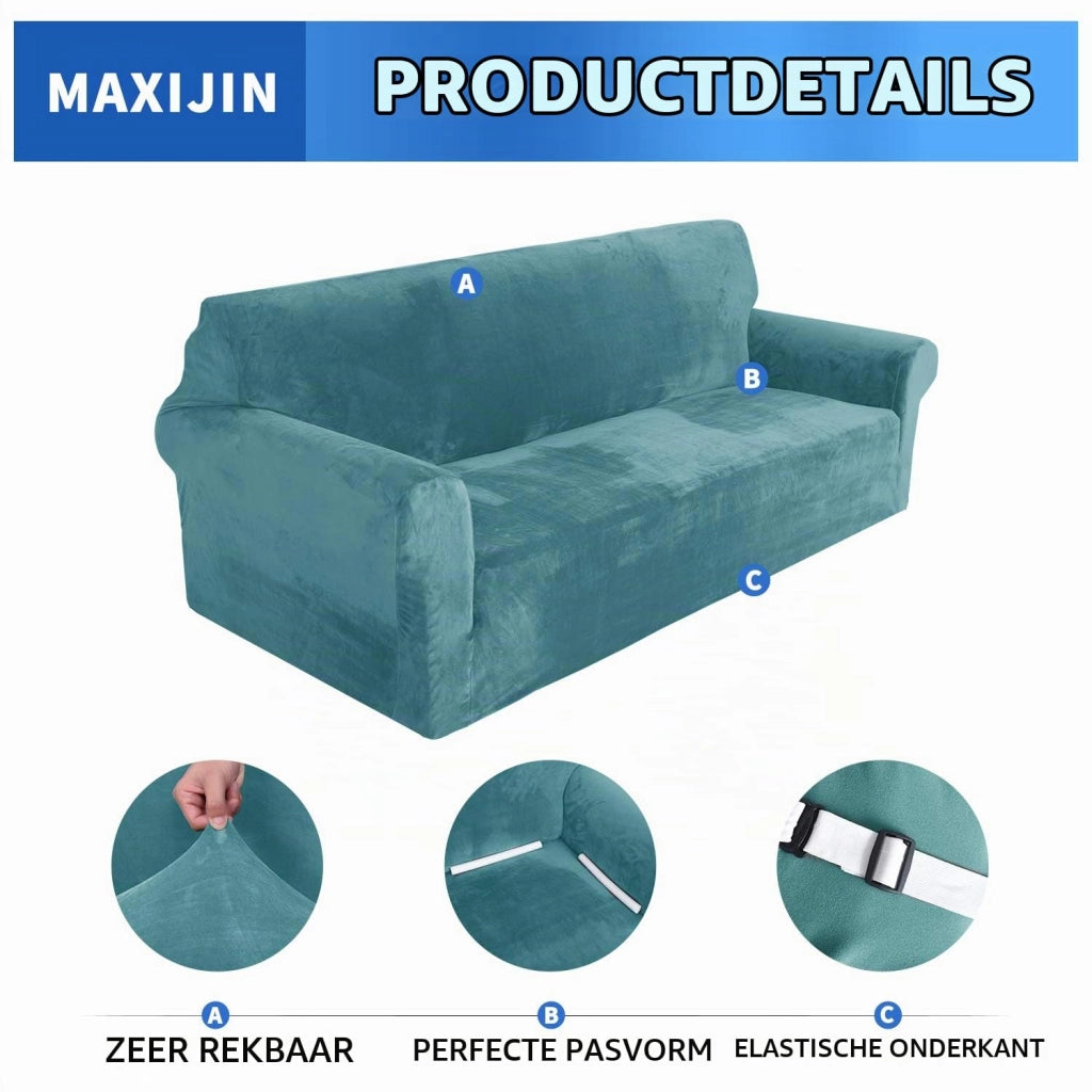 Copertura per sedia in velluto, per 1 posto, elasticizzata, antiscivolo, color blu pavone