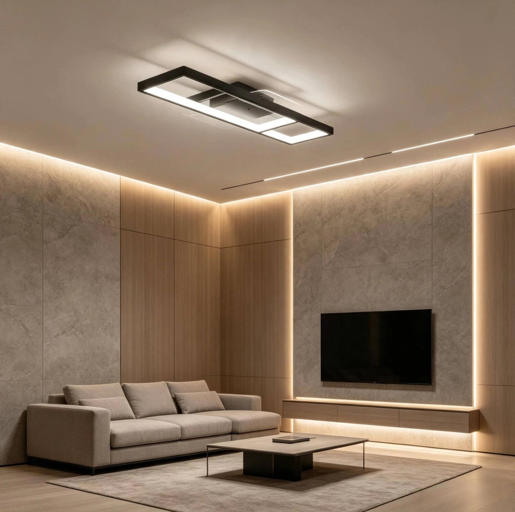 Plafoniera a LED nera 43 W 70 x 30 cm con telecomando
