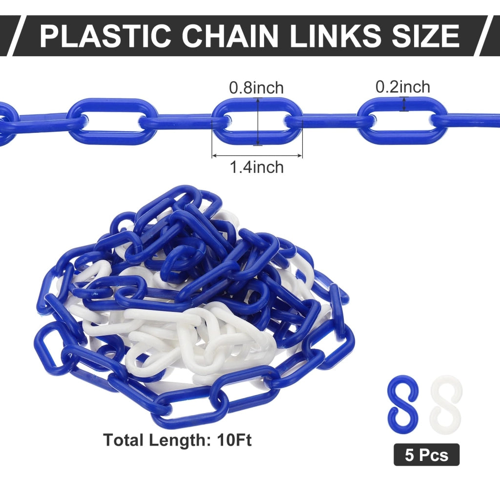 Catena in plastica, 10 metri, blu/bianca, per delimitazioni e deviazioni del traffico