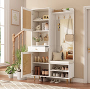 Mobile ingresso con panca, specchio e scarpiera, 99x35x180 cm