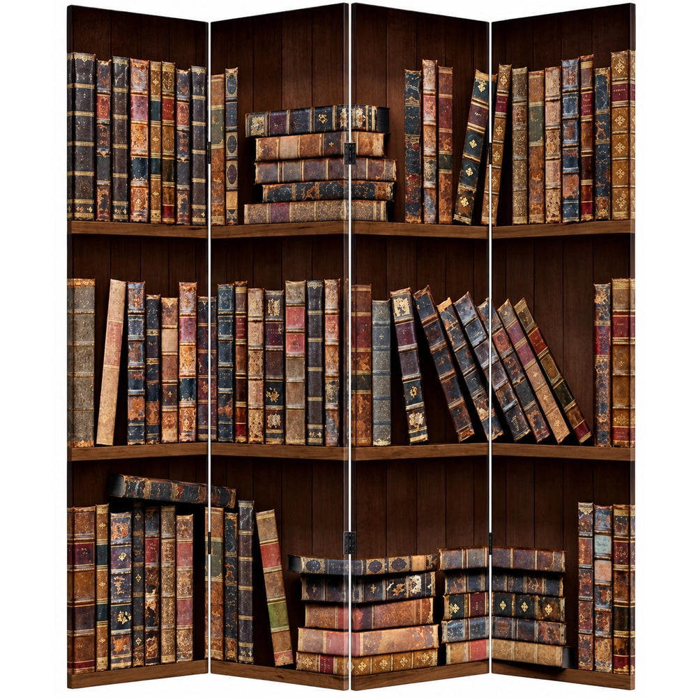 Paravento Separe 4 Pannelli Stampa Fronte Retro Libreria Antic Divisorio 180x160