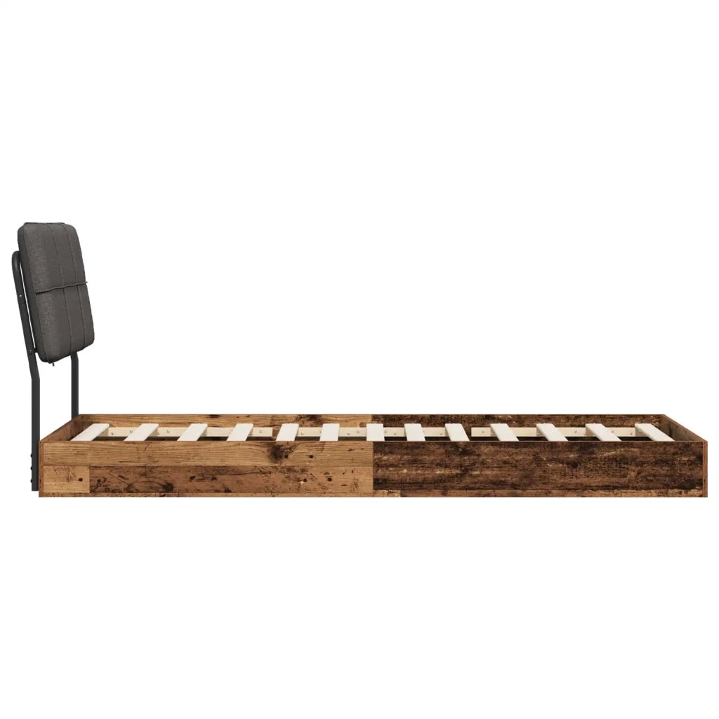 Letto singolo con testiera Legno vecchio e grigio scuro 8003147