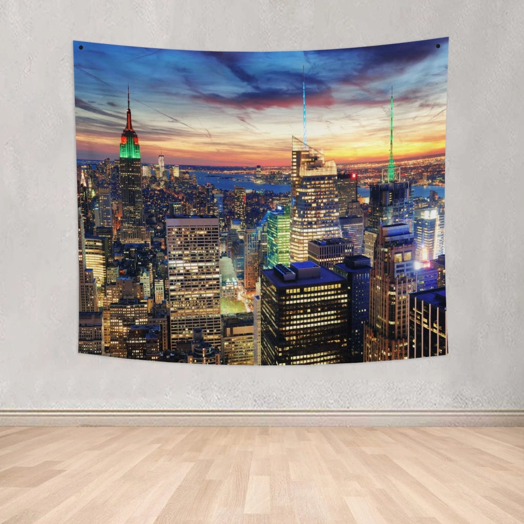 Arazzo raffigurante il panorama di New York, dimensioni 180x160 cm, realizzato in poliestere