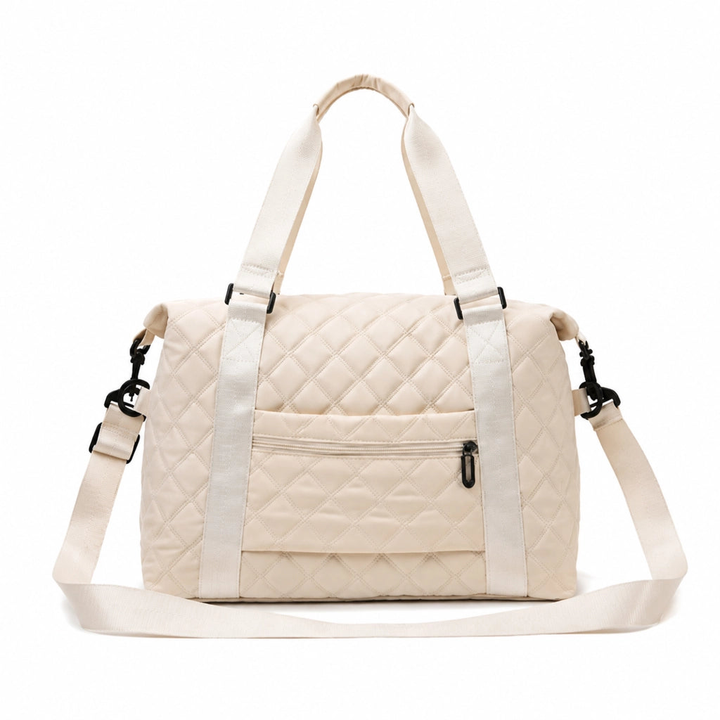 Borsa sportiva da viaggio beige 43×28×18 cm con tracolla
