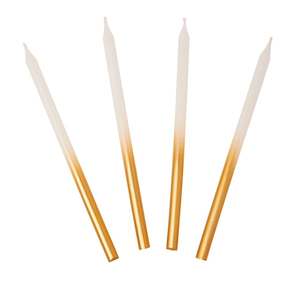 16 candeline dorate per compleanno con supporti, 10 cm, design sfumato