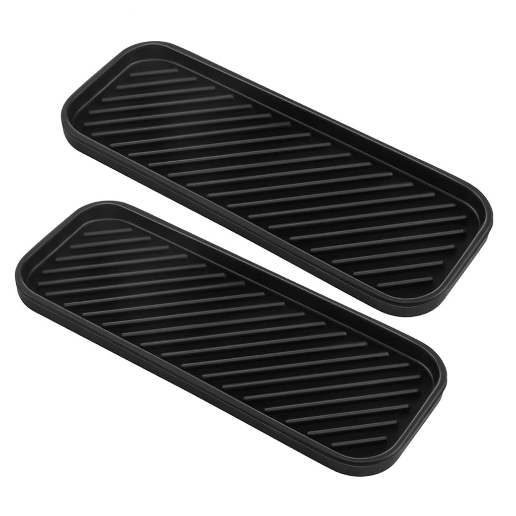 Set da 2 organizer in silicone per lavello, colore nero, dimensioni 23x9 cm