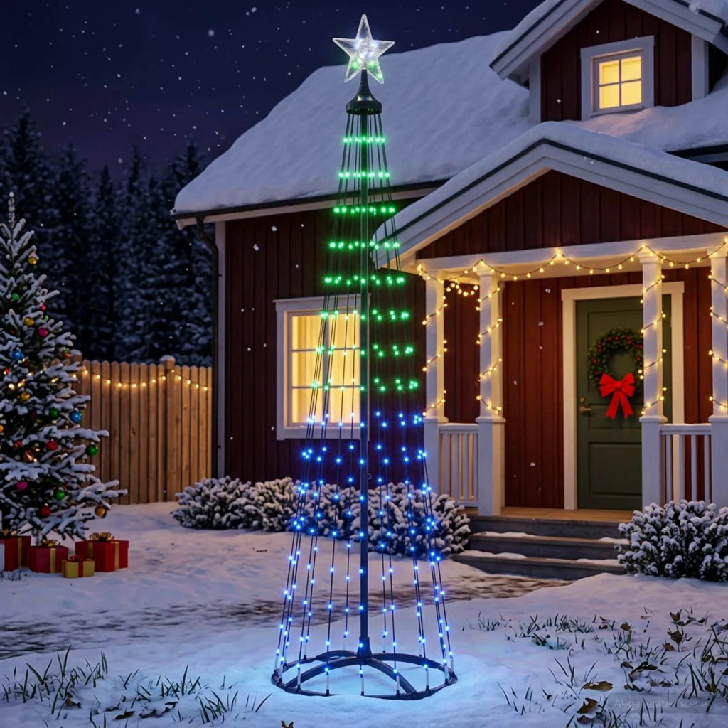 Albero di Natale a cono LED 180 cm 250 LED Multicolore Acciaio 42050811