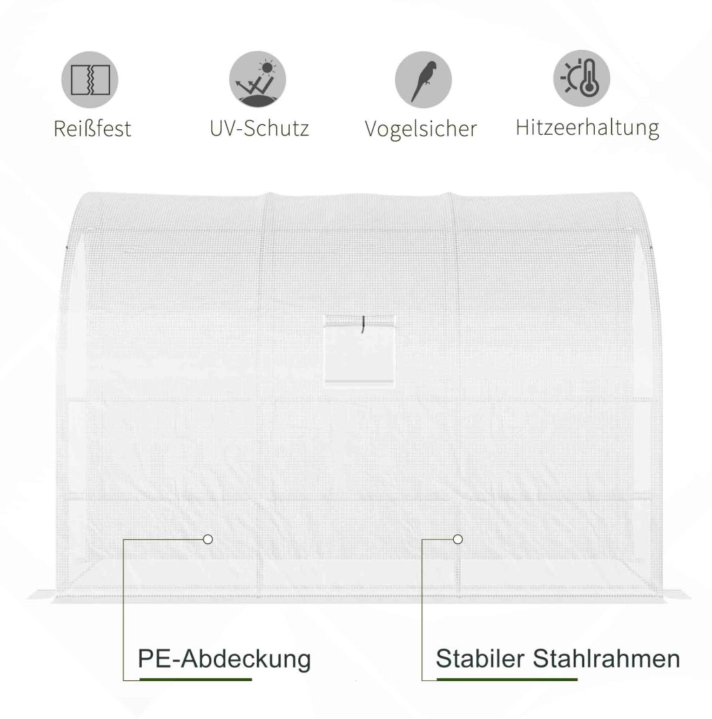 SERRA con 6 ripiani e finestra 300x150x213 cm in plastica bianca