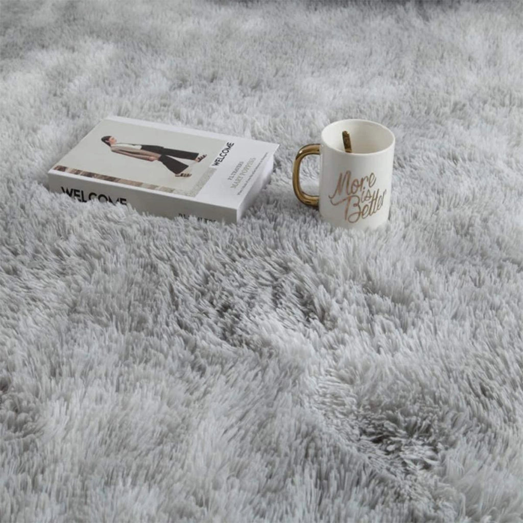 Tappeto shag morbido, 80x120 cm, grigio e bianco, forma rettangolare