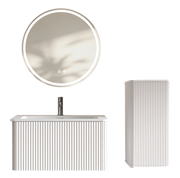 Mobile bagno con lavabo e specchio LED 80 cm bianco con mobile laterale