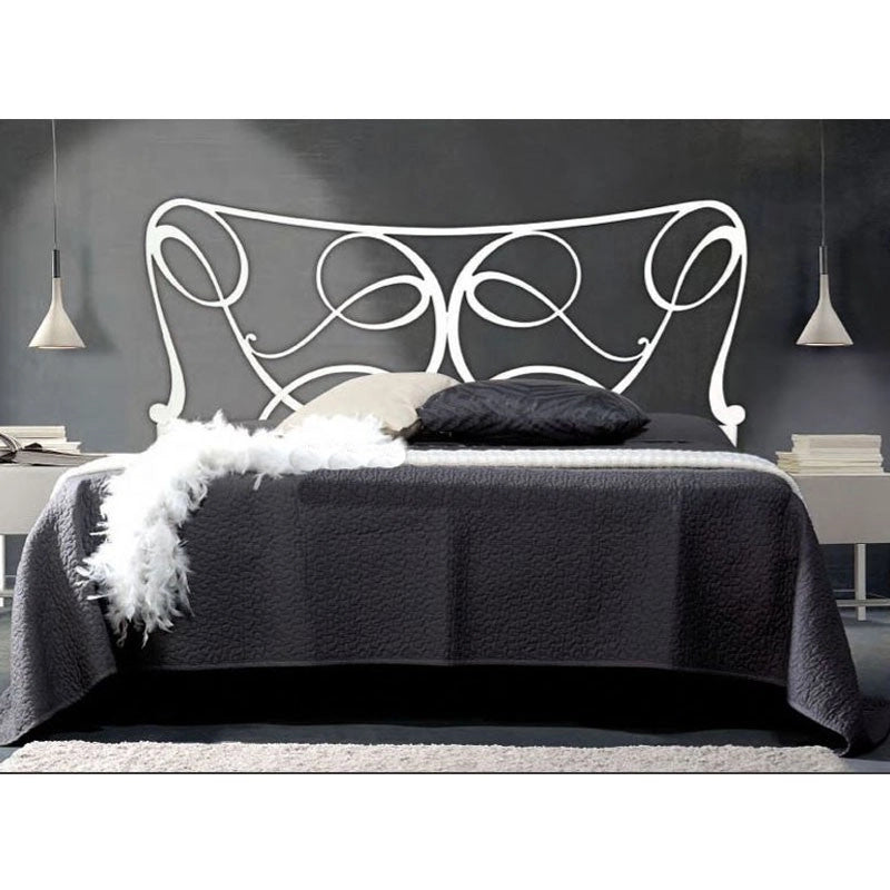 Letto matrimoniale con testiera in ferro bianco e contenitore 170x200xh.130 cm