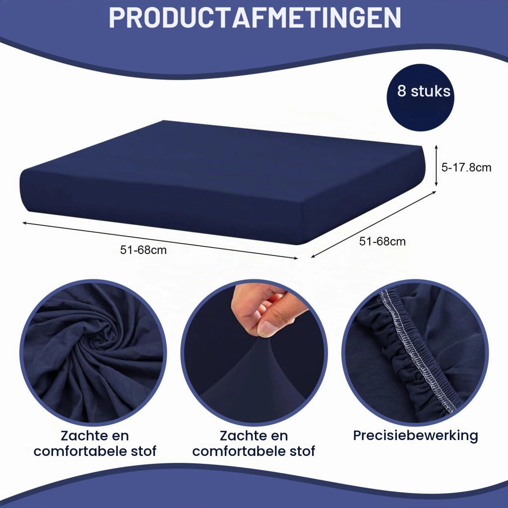 Copridivano elasticizzati, per uso esterno, set da 8, colore blu navy