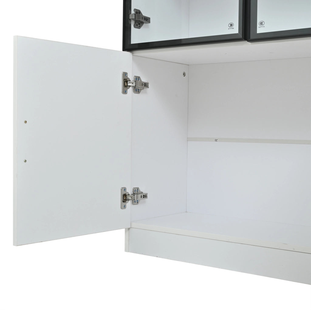 Vetrina bianca in MDF e vetro con 6 ante e illuminazione LED