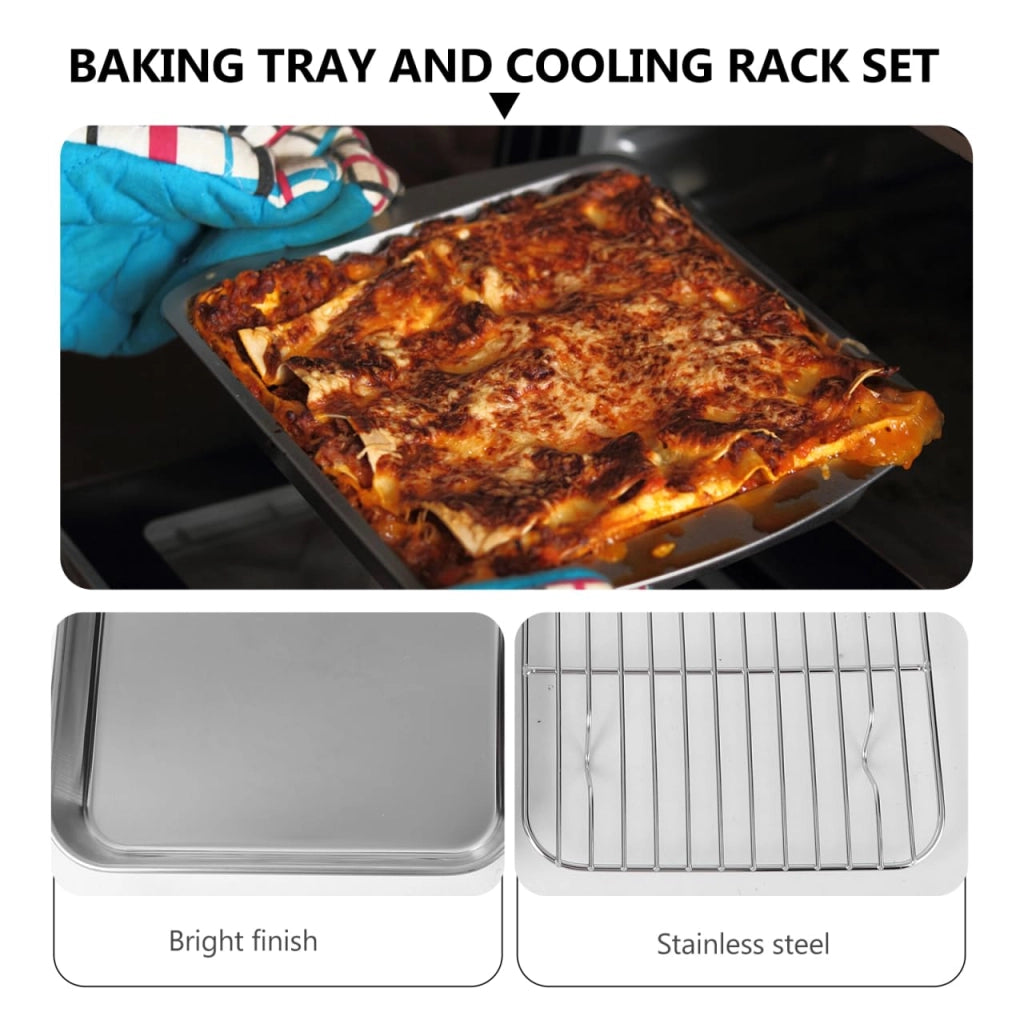 Stampo per pane con griglia di raffreddamento, acciaio inossidabile, set da 2, 23x17x2,5 cm