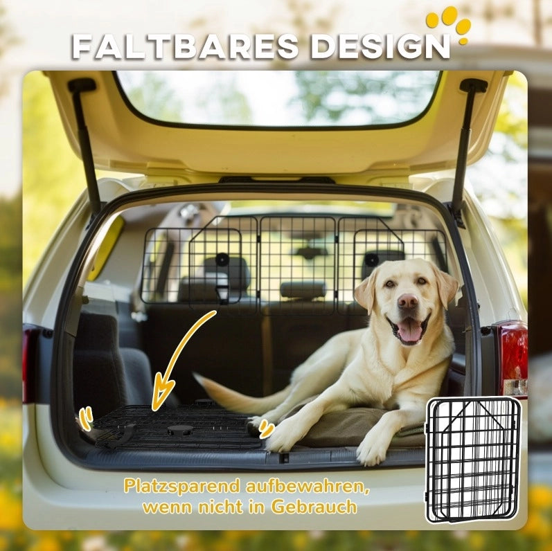 Griglia divisoria auto per cane 93-150 cm in acciaio nero pieghevole