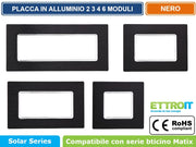 ETTROIT PLACCA IN ALLUMINIO DI COLORE NERO COMPATIBILE CON SERIE BTICINO MATIX - Numero Moduli:3 Moduli