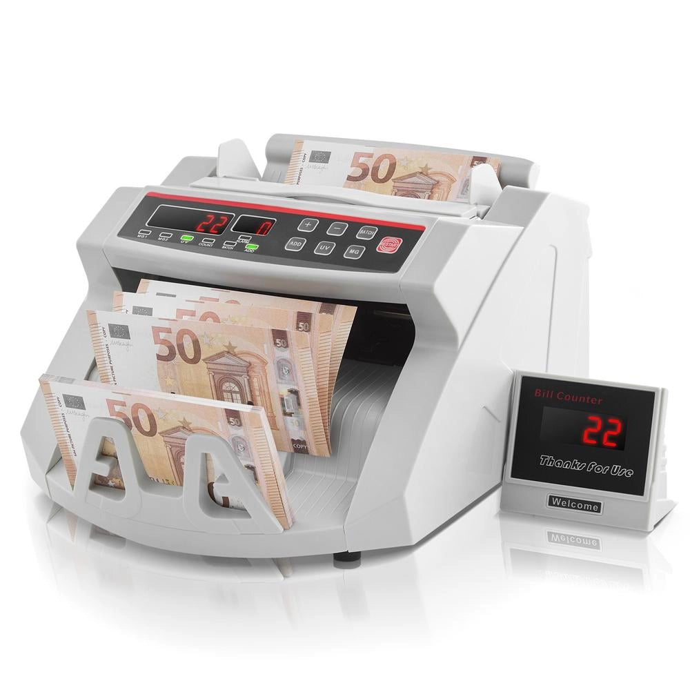Conta Banconote Automatico Professionale Rilevatore Banconote False UV MG Contasoldi con Display LED 1000 pz min Bianco