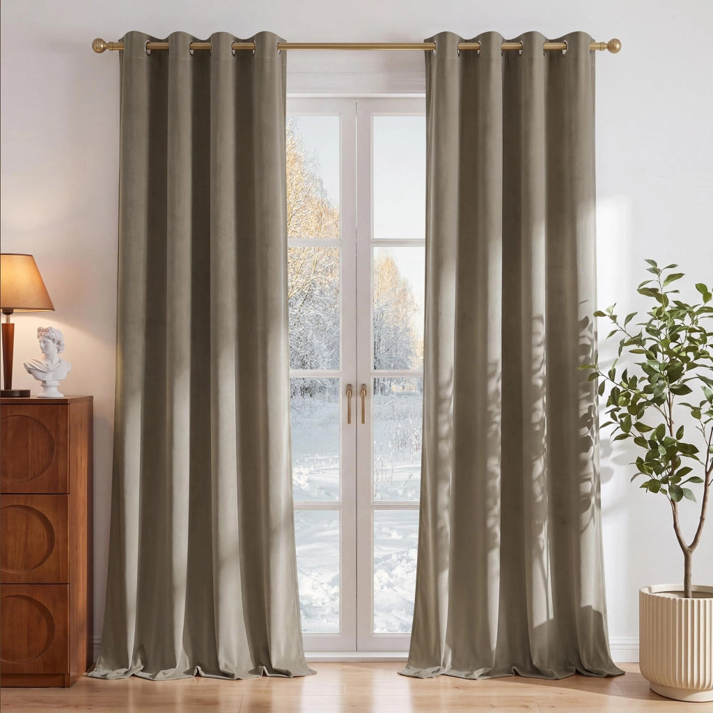 Tende termiche in tessuto, con anelli, confezione da 2, dimensioni 132x245 cm
