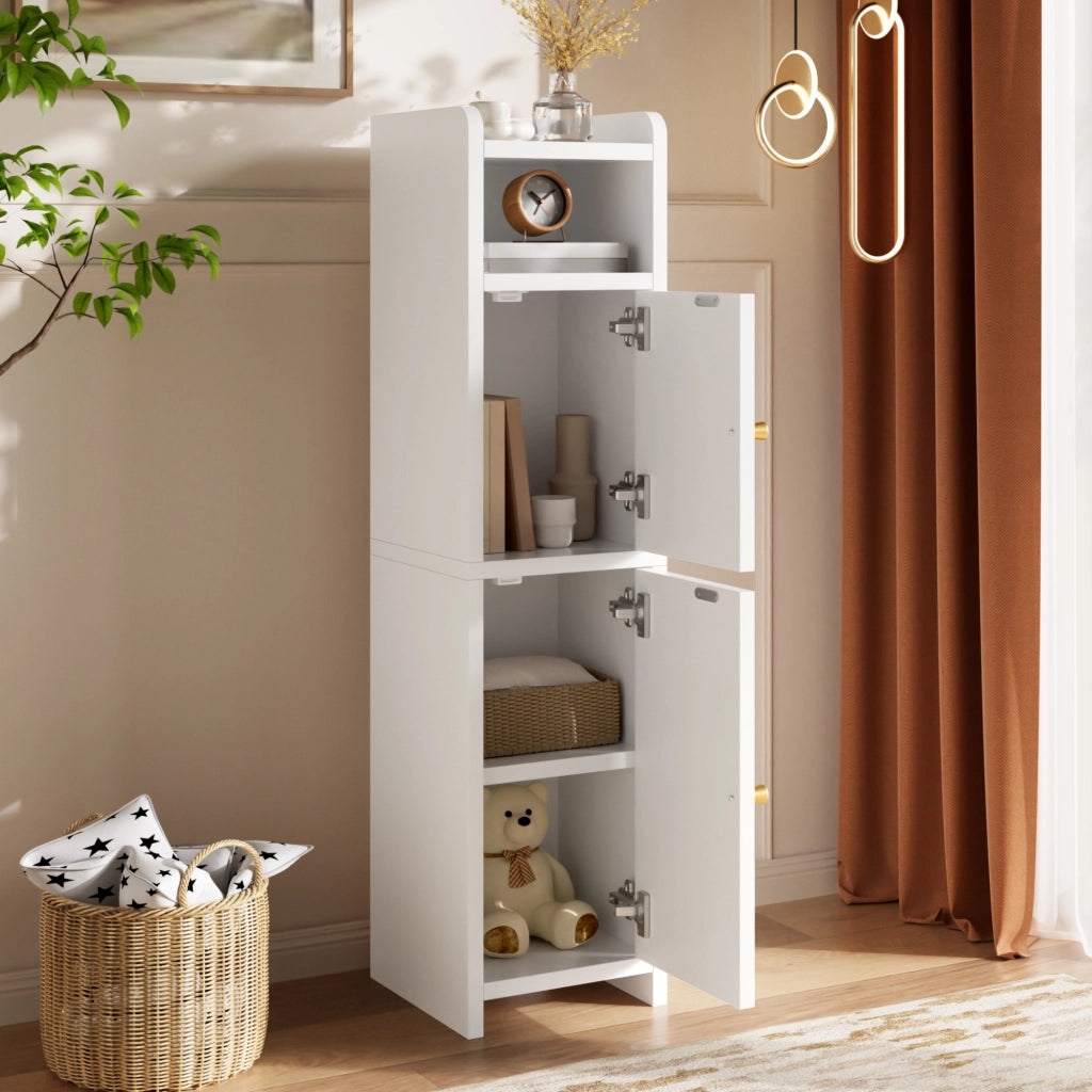 Mobiletto multiuso stretto bianco 20 × 20 × 80 cm con ripiano regolabile