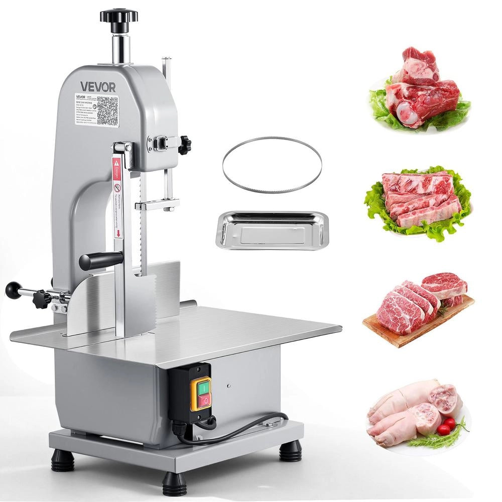 BS-130 Segaossa a Nastro Elettrica da Banco per Carne e Ossa 650W in Acciaio Inox Tavolo 315x460mm Robusta e Multifunzionale