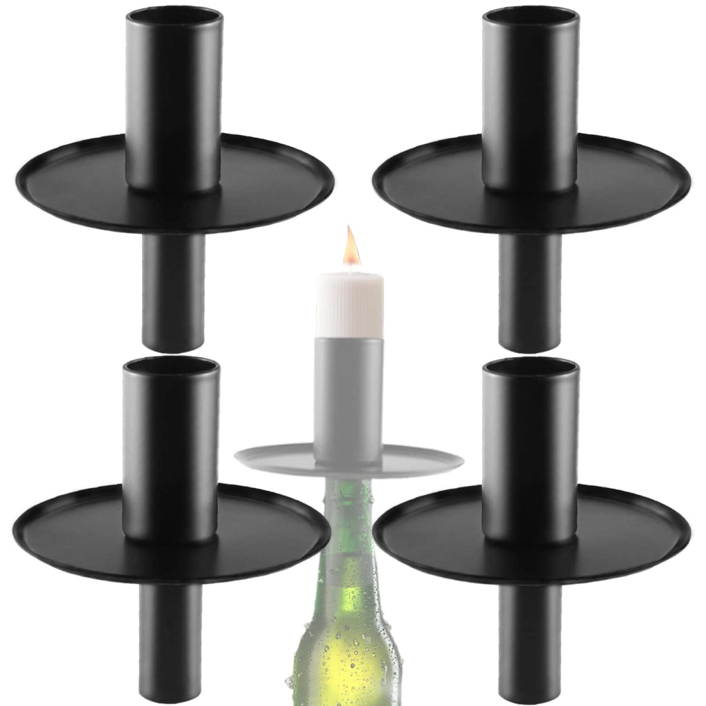 Candele portacandele in metallo, neri, confezione da 4, per candele cilindriche