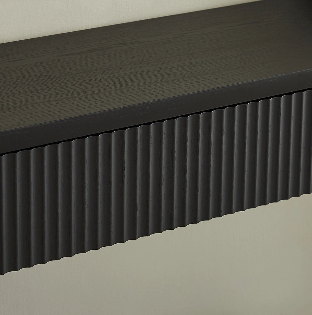 Consolle da ingresso nera 150 cm con 2 cassetti e ripiano aperto
