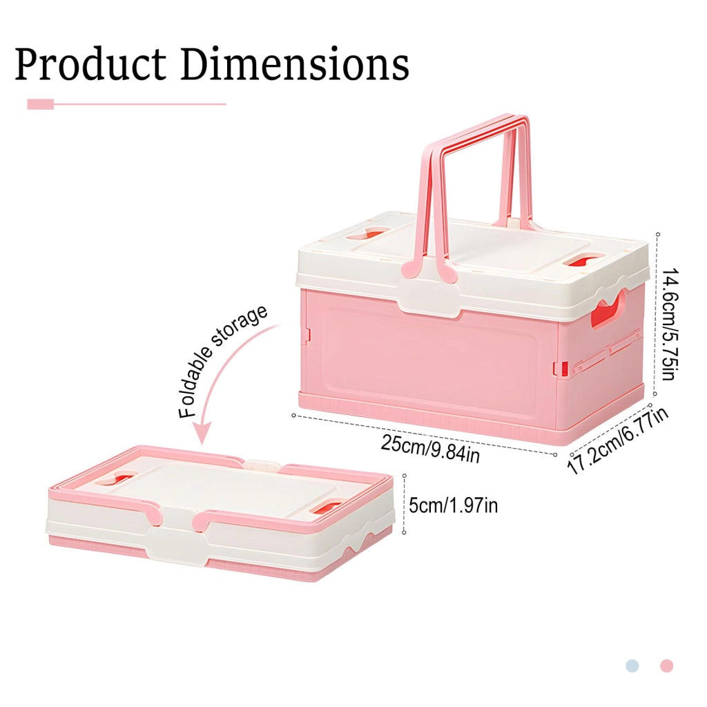 Contenitore pieghevole con coperchio, confezione da 2, dimensioni 25x17,2x14,6 cm